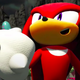Knuckles preparing for battle alongside his allies on a battlefield.